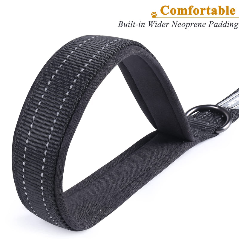 VIVAGLORY Short Dog Leash Double Webbing Nylon Reflective Pet Leashes for Training, Padded Handle Dog Lead for Large Dogs 18 inch Black - BeesActive Australia