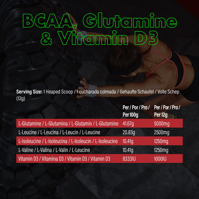 NXT Nutrition BCAA, Glutamine & Vitamin D | BCAAs Amino Acids with Vitamin D3 and L-Glutamine - for Recovery, Gut Health and Muscle Protein Synthesis | 360g - 30 Servings (Strawberry Lime) - BeesActive Australia