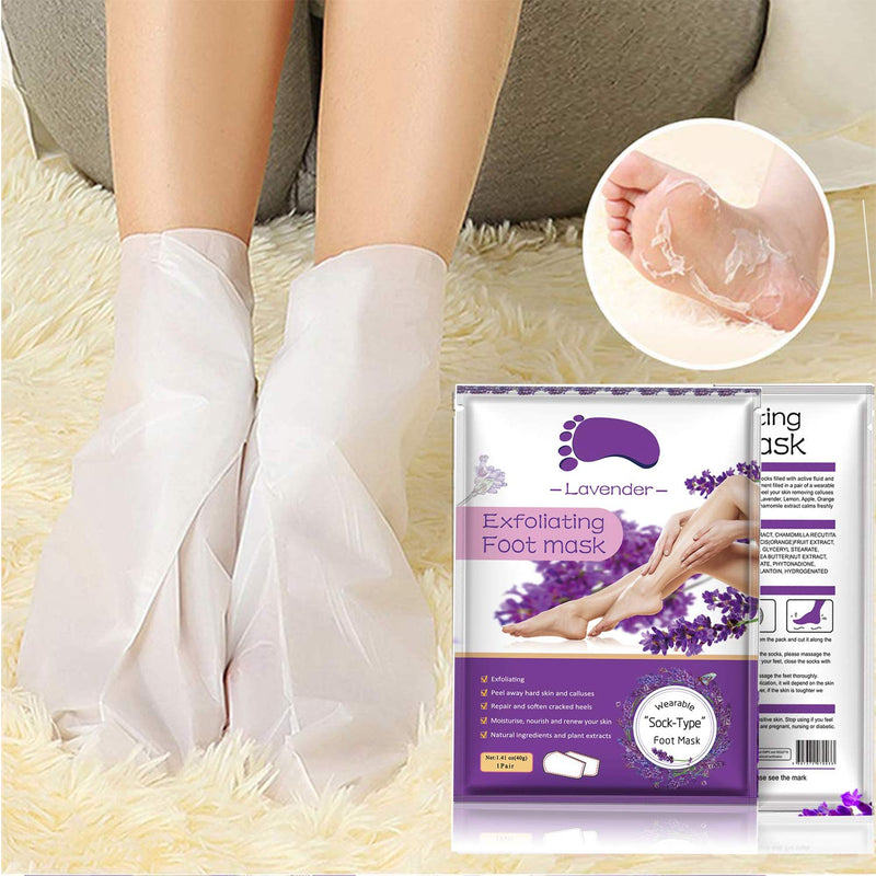 Foot Peel Mask 3 Pack, Natural Peeling Away Calluses and Dead Skin Cells, Make Your Feet Baby Soft, Repair Rough Heels- For Men & Women Lavender hand mask - BeesActive Australia