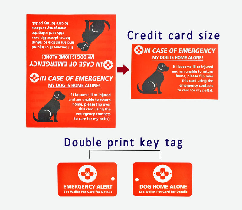 CloceanBrand My Dogs are Home Alone Alert Key Tag Keychain Emergency Contact Wallet Card Folded - 2 Writable Back Sides (Dog Emergency Wallet Card & Tag)… Dog Emergency Wallet Card & Tag - BeesActive Australia