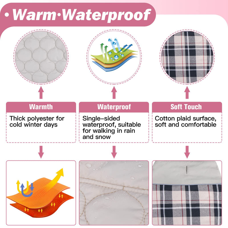 BEAUTYZOO Warm Dog Jacket Reversible British Style Plaid Dog Vest Windproof Winter Dog Coat Fleece Lining Dog Apparel Dog Jacket for Small Medium Large Dogs Medium (Pack of 1) Red - BeesActive Australia