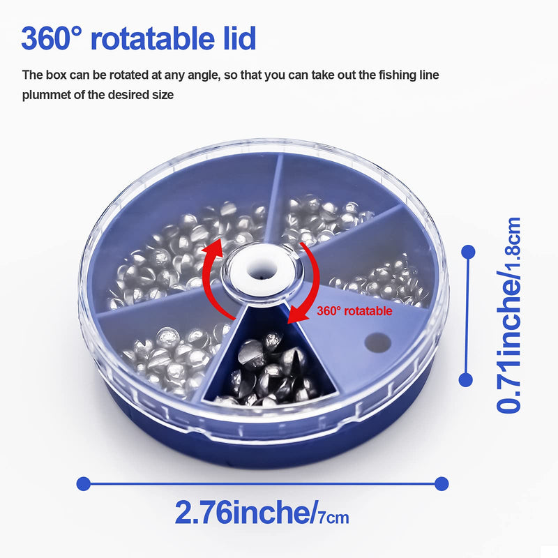 FREGITO 205pcs Weight Sinkers 5 Sizes Lead Weights Round Split Shot Sinker Removable Fishing Weights Sinkers 205pcs-blue Box - BeesActive Australia