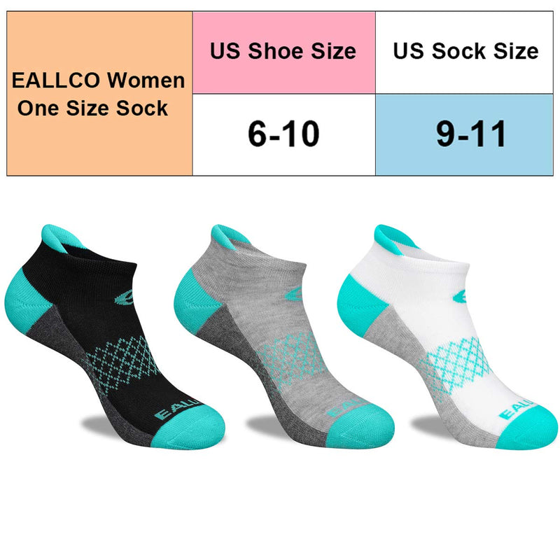 [AUSTRALIA] - Eallco Womens Ankle Socks 6 Pairs Running Athletic Cushioned Socks White 6 (Women Shoe Size: 6-10) 