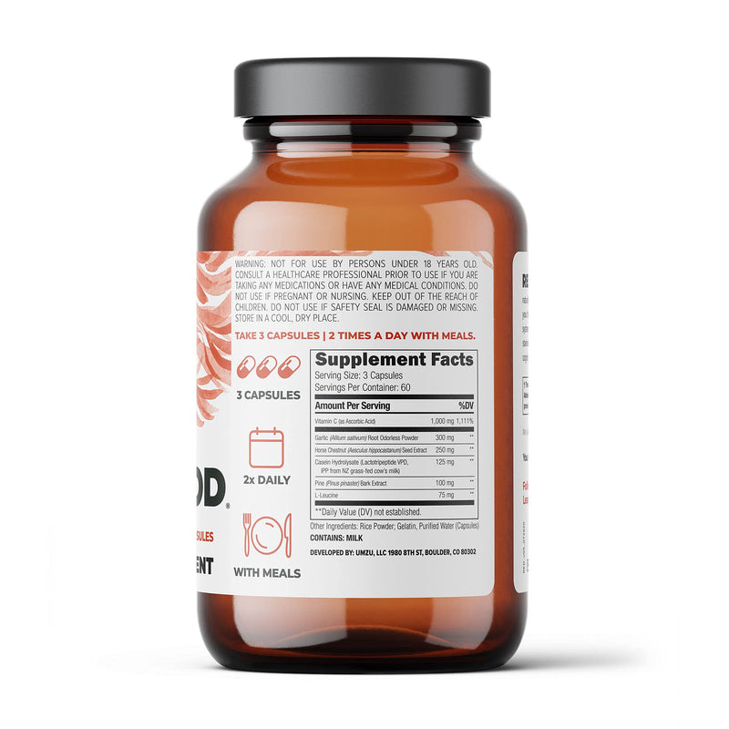 UMZU Redwood - Nitric Oxide Booster Supplement to Support Healthy Nitric Oxide Production and Healthy Blood Flow, Blend of Vitamins and Herbal Extracts - (30 Day Supply 180 Capsules) - BeesActive Australia