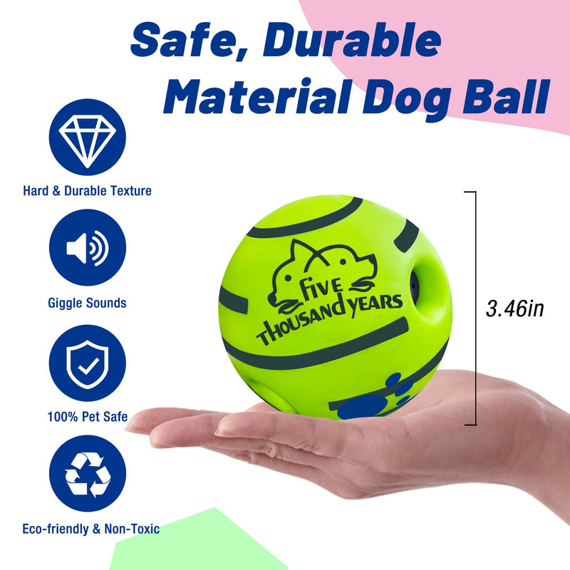 Wobble Giggle Dog Ball, Interactive Dog Toys Ball, Squeaky Dog Toys Ball, Durable Wag Ball for Training Herding Balls Indoor Outdoor Safe Dog Gifts for Small to Large Dogs Small-3.46in Green - BeesActive Australia