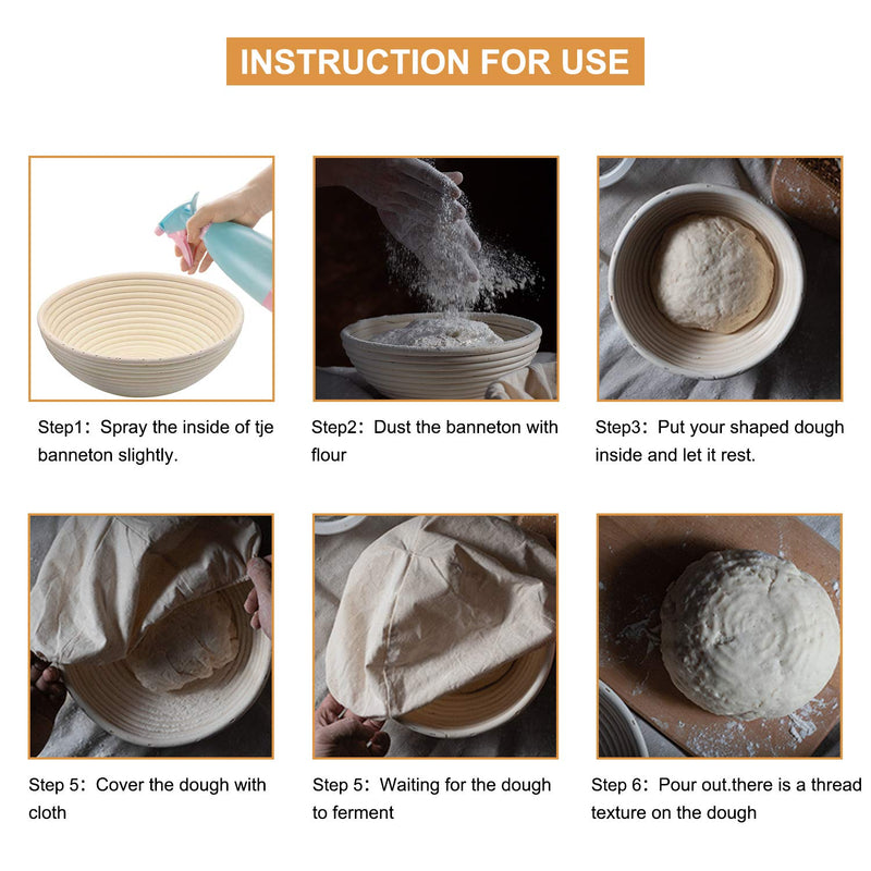 10 inch Round Banneton Bread Proofing Basket Set of 2PCS Bread Dough Proofing Rising Rattan Basket & Liner for Baking Bread Making - BeesActive Australia