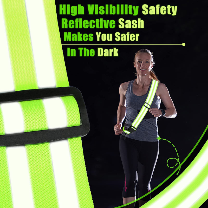 Saintrygo Reflective Sash 2 Pieces Reflective Running Gear High Visibility Safety Reflective Sash Reflective Jacket Adjustable Reflective Sash for Walking Cycling at Night Fluorescent Green - BeesActive Australia
