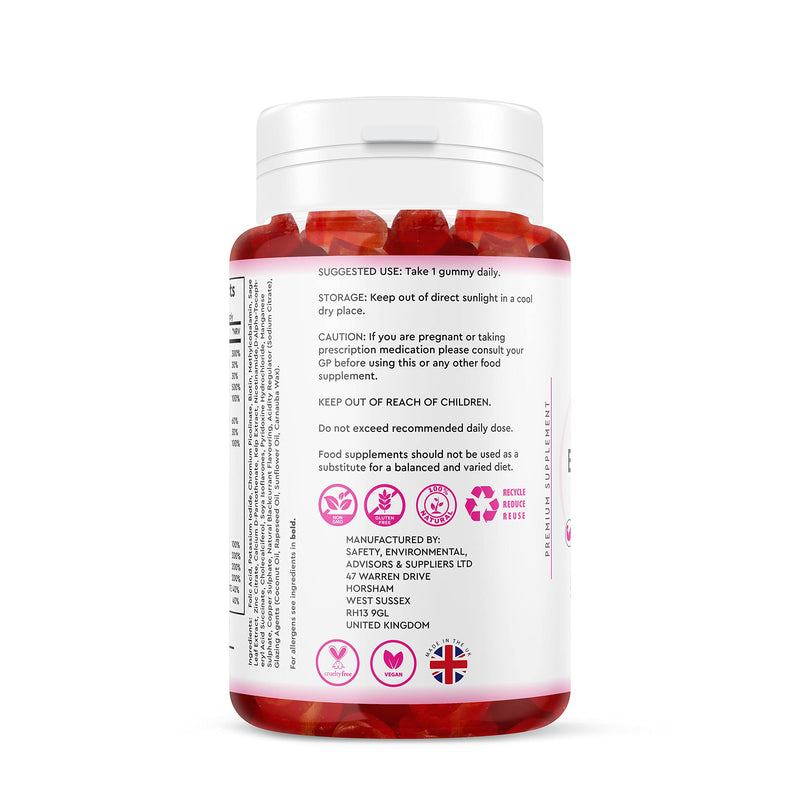 Meno Gummies - Menopause & Perimenopause Supplement - 30 Vegan High Strength Meno Gummies - Berry Flavour - BeesActive Australia