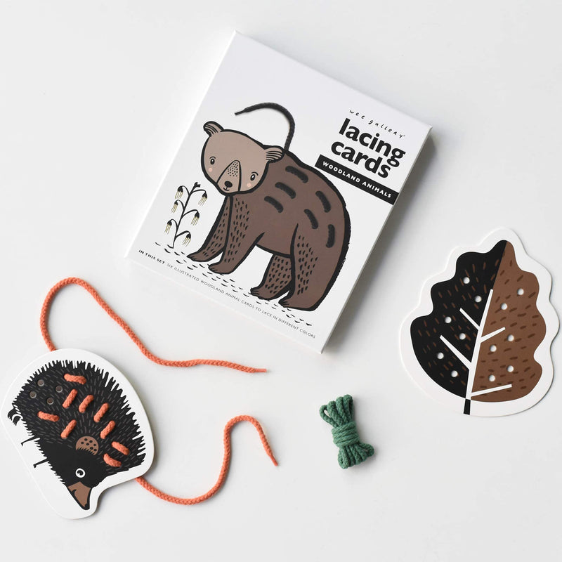Wee Gallery Woodland Animal Lacing Cards for Toddlers, Sewing Board Activity for Children, Kids Travel Activity to Improve Motor Skills, Color Identification, and Dexterity (Ages 3+) - BeesActive Australia