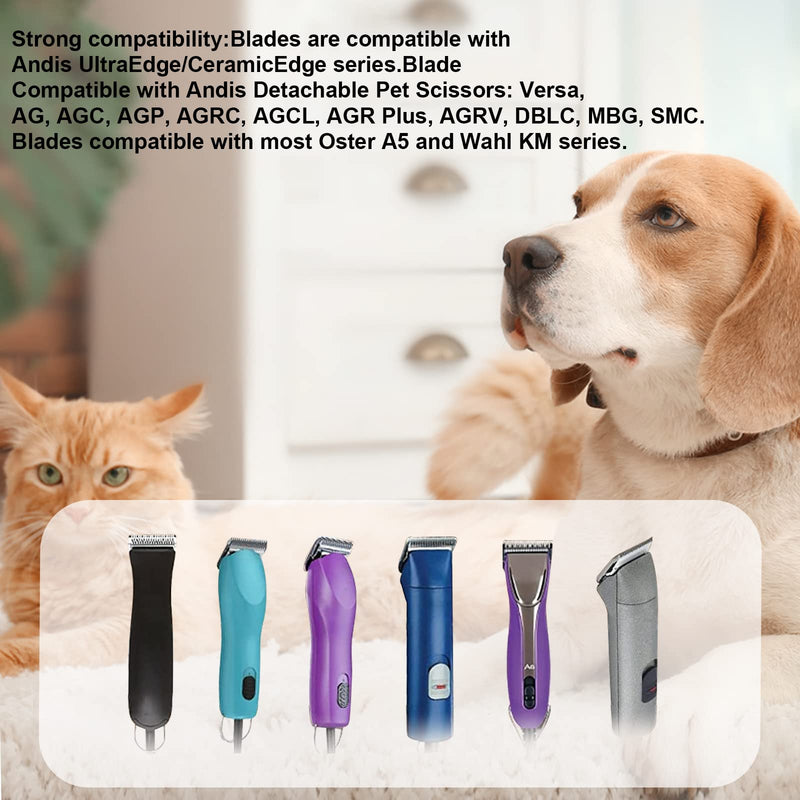 Dog Grooming Clipper Replacement Blades Compatible with Andis/Wahl / Oster Dog Clippers,Detachable Ceramic Blade & Stainless Steel Blade 3pc 10:1/16''(1.5mm) - BeesActive Australia