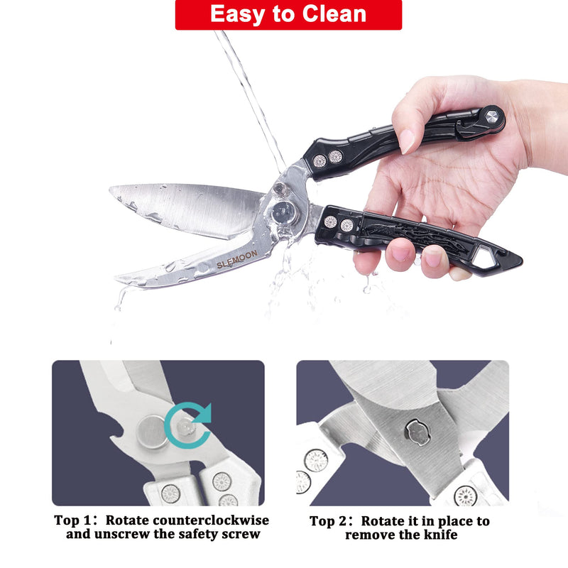 SLEMOON Kitchen Shears Heavy Duty Poultry Shears Meat Cutting Dishwasher Safe and Stainless Food Kitchen Scissors for Chicken Turkey Thanksgiving,Black2 Z-black - BeesActive Australia