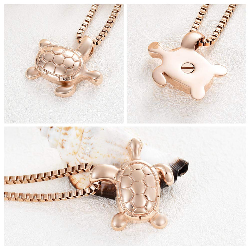 XSMZB Sea Turtle Cremation Jewelry for Ashes Urn Necklace for Ashes Cremation Jewelry for Ashes Necklace for Men Women Memorial Ash Keepsake Pendant Big Rose Gold - BeesActive Australia