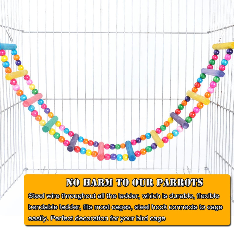 Bird Parrot Toys Ladders Swing Chewing Toys Hanging Pet Bird Cage Accessories Hammock Swing Toy for Small Parakeets Cockatiels, Lovebirds, Conures, Macaws, Lovebirds, Finches 10 Ladders 25 inches - BeesActive Australia