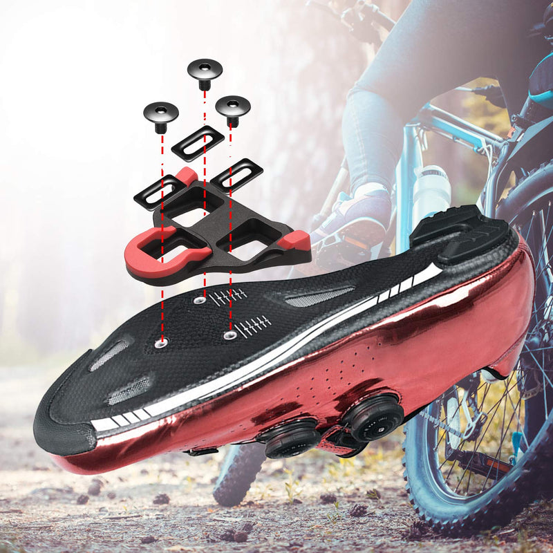 NAACOO SPD Road Bike Cleats for Shimano Speed-SL SM-SH10 SH11 SH12 Cleats- Indoor Outdoor Peleton Spin Cycling Pedals Cleat & Bicycle Clips Set Cleats Red - BeesActive Australia