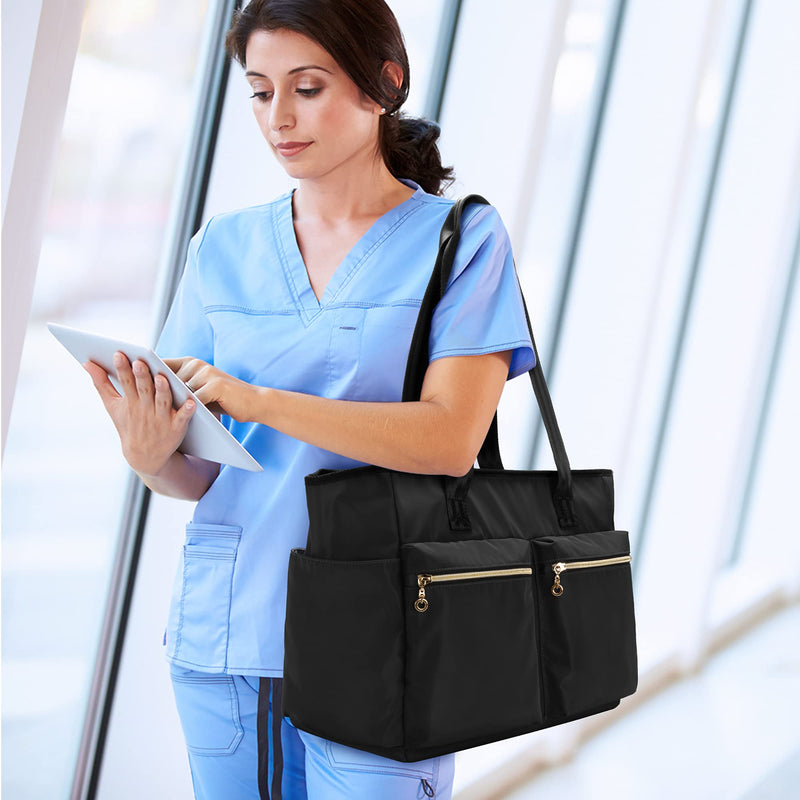 Damero Nurse Tote Bag, Nurse Work Bag with Laptop Sleeve and Pockets for Nursing Students, Medical Supplies and More, Black - BeesActive Australia