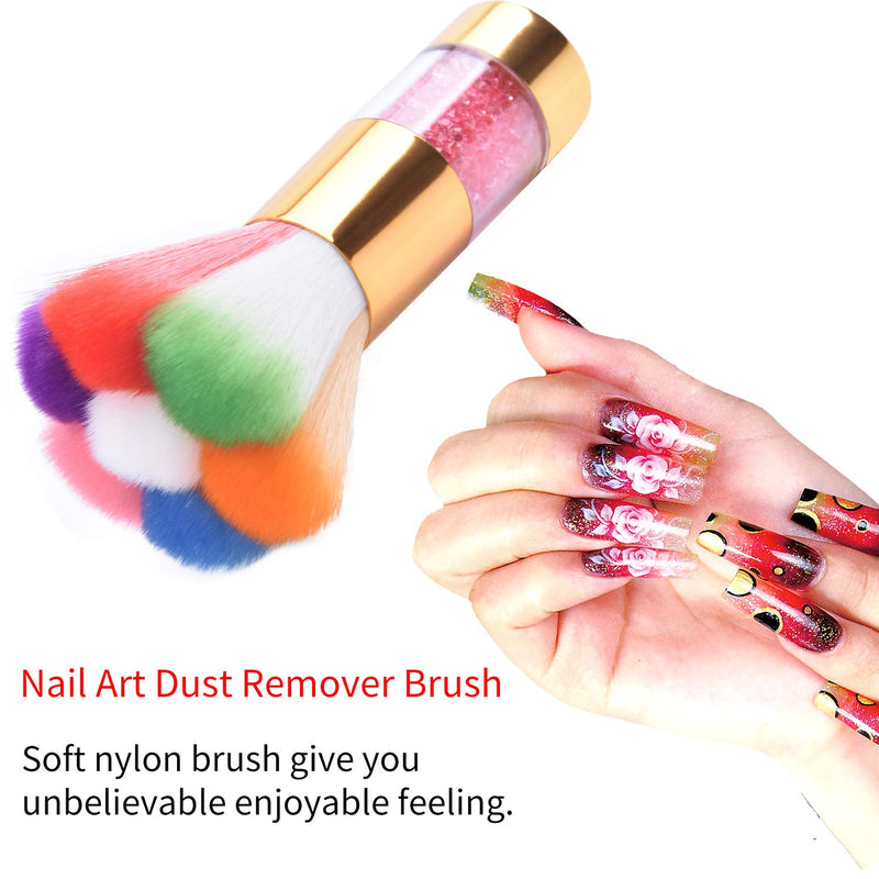 LEQ 2Pcs Colorful Nail Art Dust Brush Remover Cleaner for Acrylic & UV Gel Nails with Shiny Rhinestone Handle - BeesActive Australia
