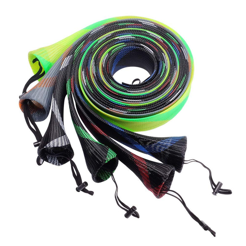 SF Fishing Spinning Rod Socks Braided Mesh Rod Sleeve Six Colors 6PCS with Spinning Reel Cover Case Bag Combo - BeesActive Australia