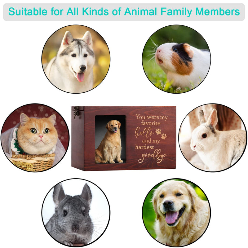 Pet Memorial Urns for Dog or Cat Ashes, Wooden Personalized Funeral Cremation Urn with Photo Frame, Memorial Keepsake Memory Box with Black Flannel as Lining, Loss Pet Memorial Remembrance Gift Large - Capacity 90 Cubic Inches - BeesActive Australia