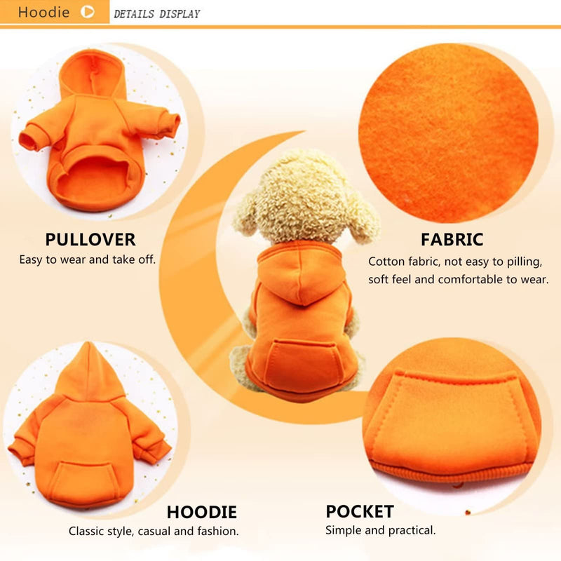 Dog Hoodie with Pocket Pet Warm Sweater for Winter Small Medium Dogs Puppy Coat XX-Large Orange - BeesActive Australia