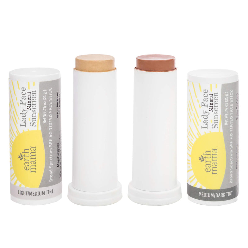 Lady Face Tinted Mineral Sunscreen Stick SPF 40 Medium/Dark Tint by Earth Mama - BeesActive Australia