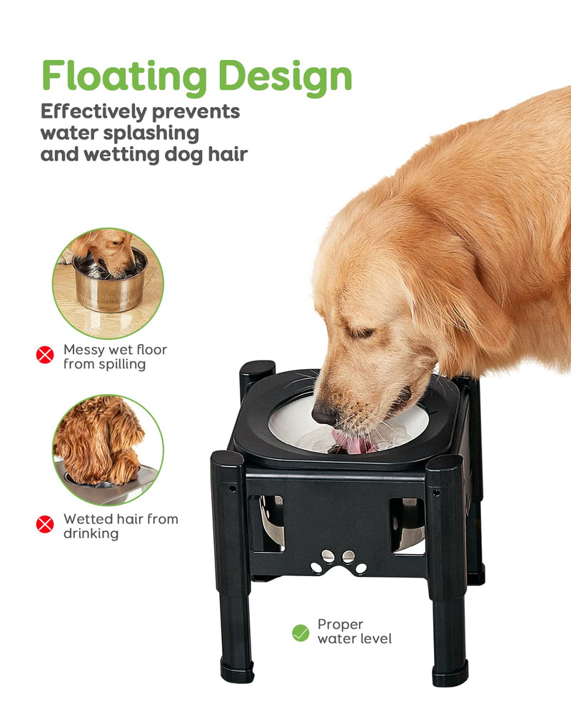 Pawque Elevated Dog Bowls with Slow Feeder Dog Bowl, Adjustable Raised Dog Bowl Stand with 3 Heights (6.1", 7.7", 9.3") for Medium and Small Sized Dog Cat, Mess Proof Non-Slip Pet Dish Feeder Holder Dog Water Bowl - BeesActive Australia