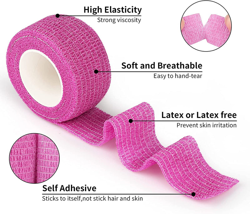 Lenicany 12Pack 1” x 5 Yards Self Adhesive Bandage Wrap, Elastic Self Breathable Self Adherent Wrap for Pets, Athletic Cohesive Bandage for First Aid, Sports Injury & Protection, 12Color 1” x 5 Yards (12-Pack) - BeesActive Australia