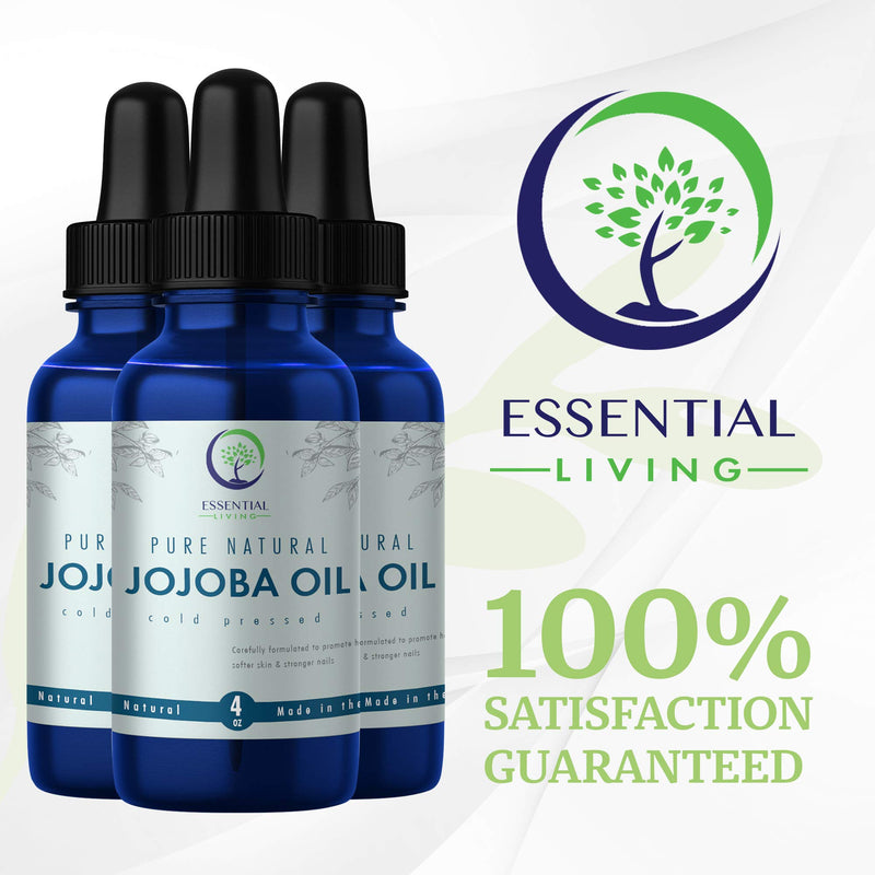 Essential Living: Organic Jojoba Oil - Pure Carrier Oil for All-Natural Skin Care, Moisturizer, Makeup Remover, Oil Cleansing and More - 4 oz. - Cold Pressed - No Hexane - Made in the USA - BeesActive Australia