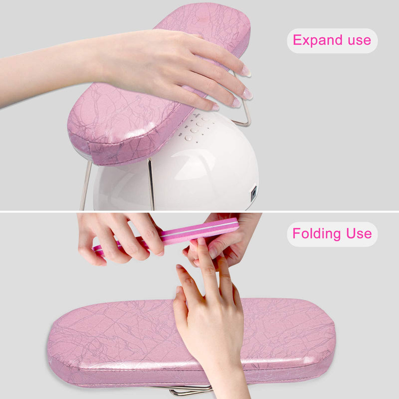 Vcedas Nail Arm Rest Cushion Table Desk Station Microfiber Leather Manicure Hand Pillow for Nails (Pink) Pink - BeesActive Australia
