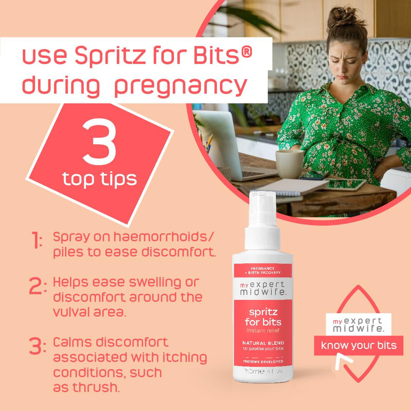 My Expert Midwife Spritz for Bits, Pregnancy & Postnatal Relief Perineal Spray for New Mums, Hospital Bag Maternity Essential, Natural Formula for Soothing Care After Giving Birth – 150ml 150 ml (Pack of 1) - BeesActive Australia