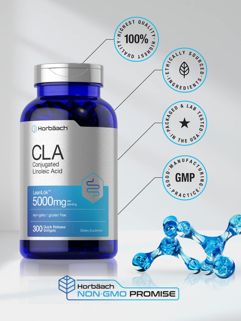 CLA Supplement | 300 Softgel Pills | Maximum Potency | Conjugated Lineolic Acid from Safflower Oil | Non-GMO, Gluten Free | by Horbaach - BeesActive Australia