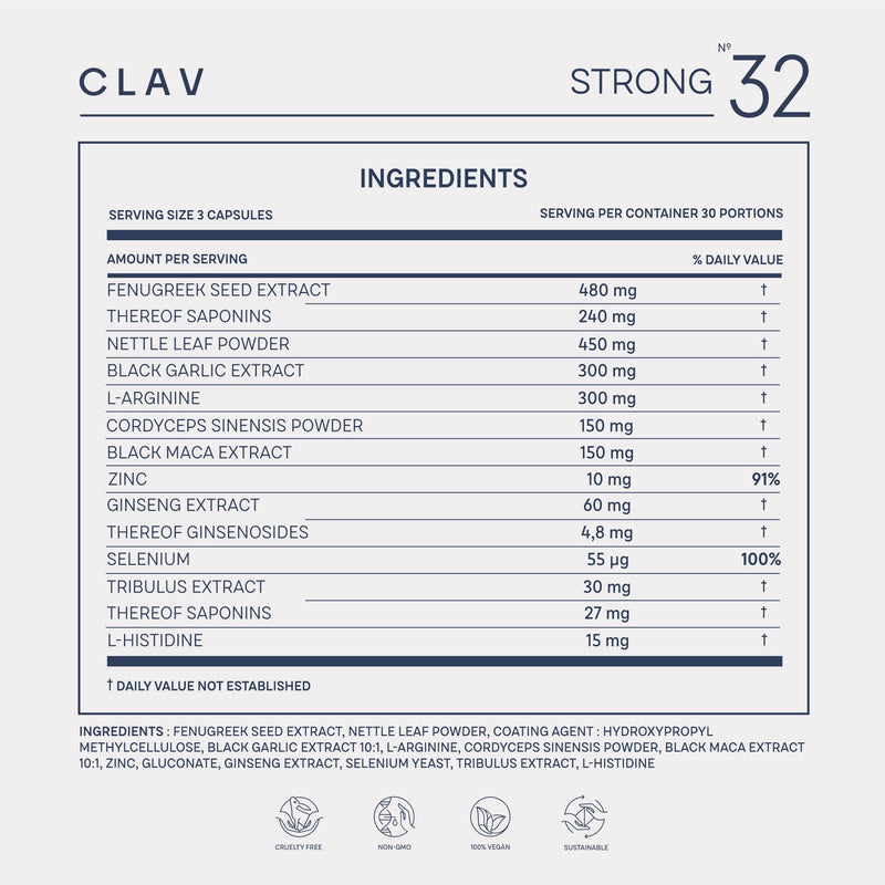 Strong - Black Maca Complex with Tribulus Terrestris, Codyceps Sinensis, L-Arginin, Black Garlic, Fenugreek Seed, Ginseng, Zinc & Selenium - Adaptogen Supplement for Men - 90 Test Booster Capsules - BeesActive Australia