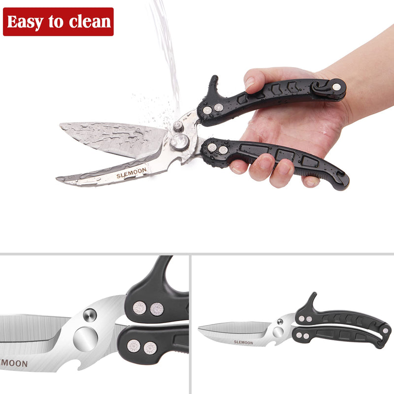 SLEMOON Heavy Duty Kitchen Scissors Poultry Shears 2pcs set Black - BeesActive Australia