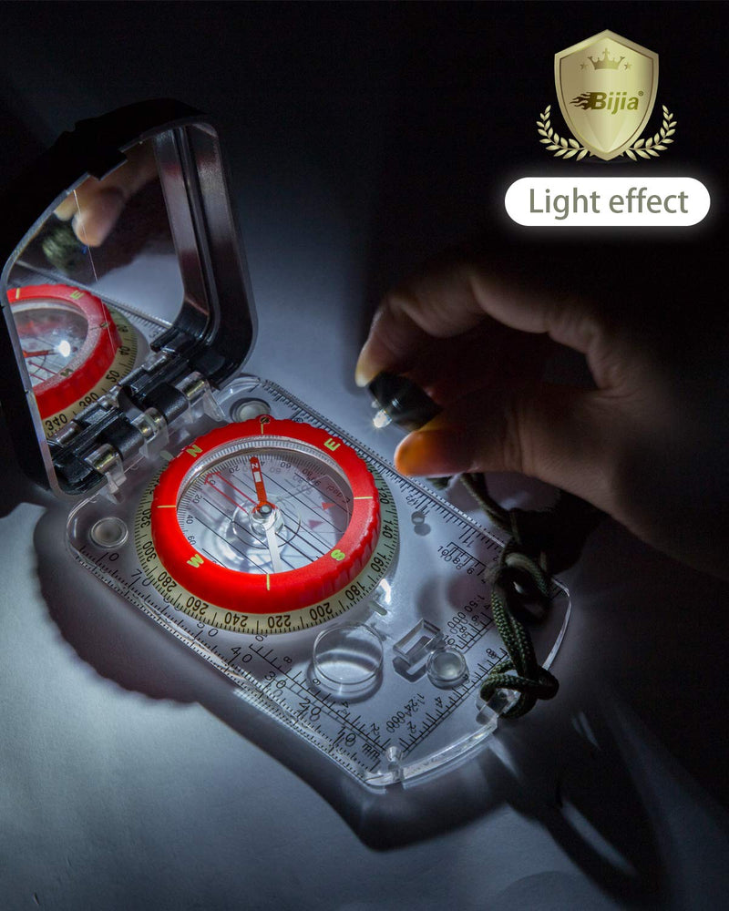 BIJIA Orienteering Map Compass -Sighting Mirror Compass with Adjustable Declination,Clinometer and LED light for Hiking, Camping,Orienteering,Hunting,Global Mountaineering,Navigating and SAR training. - BeesActive Australia