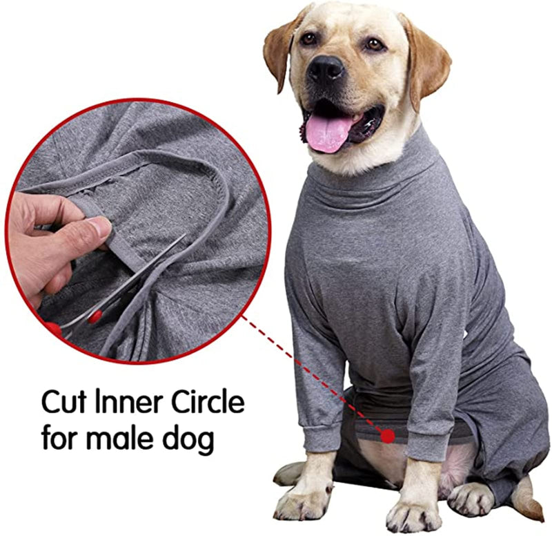 Pinellia Dog Recovery Suit, Abdominal Wound After Surgery Wear, Prevent Licking Wounds, E-Collar & Cone Alternatives, Long Sleeve Postoperative Shirts Dog Pajamas Prevent Shedding L Gray - BeesActive Australia