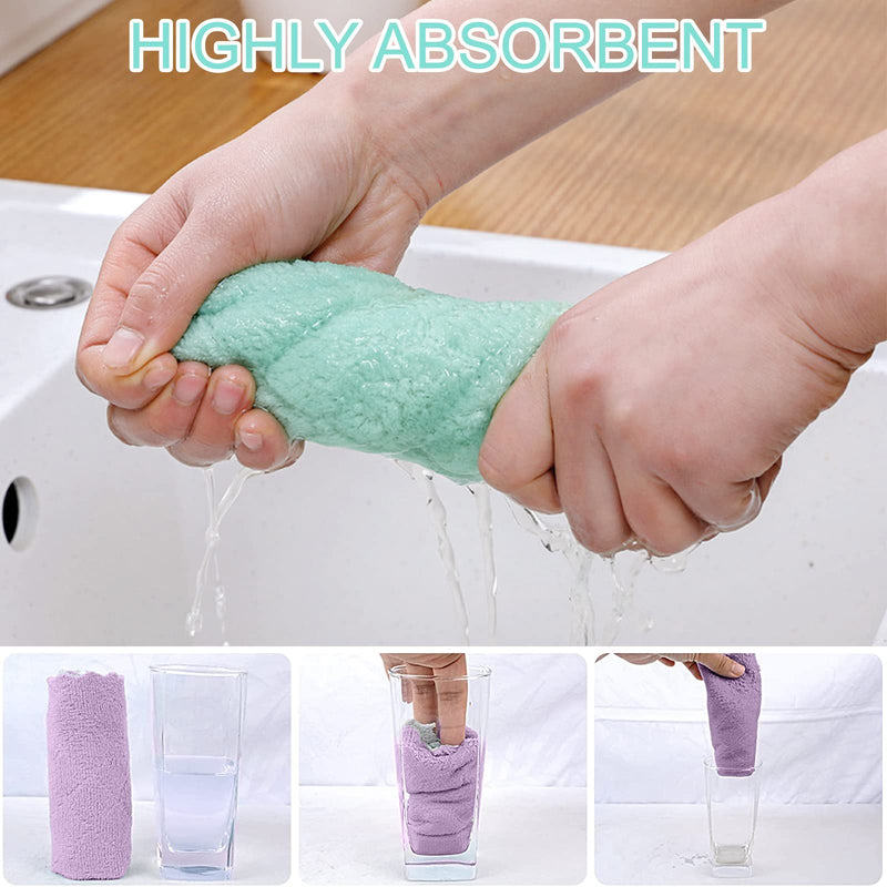 BUEDM 12 Pack Kitchen Cloth Dish Towels, 12x12 inch Soft Premium Dishcloths, Absorbent Microfiber Cleaning Cloth for Cleaning Dishes, Kitchen, Bathroom, Car Purple Green Gray - BeesActive Australia