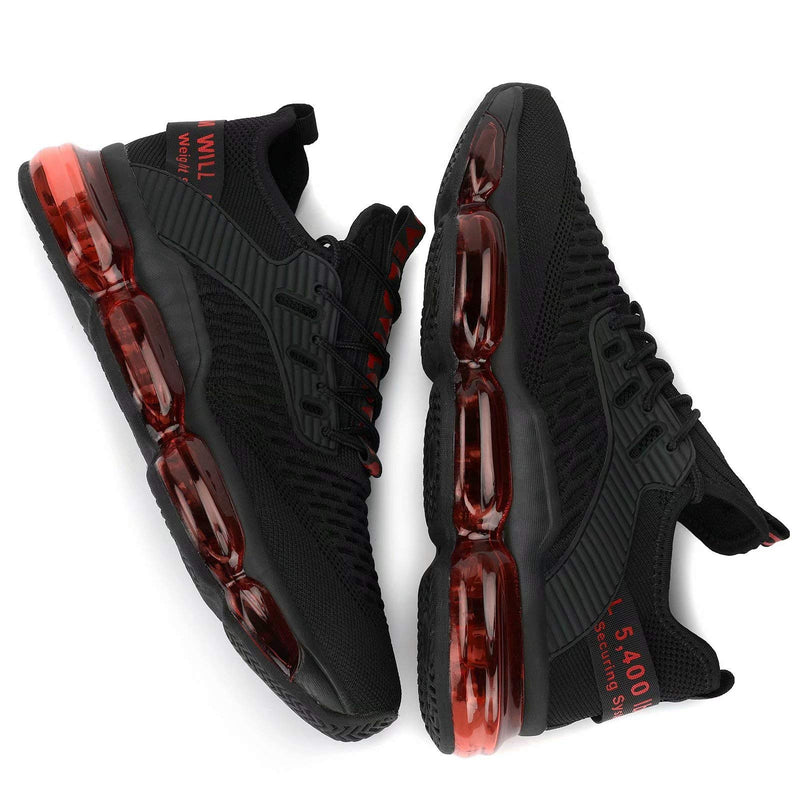 Kapsen Mens Running Shoes Air Cushion Tennis Walking Sneakers Casual Sport Gym Jogging 6.5 1-black/Red - BeesActive Australia