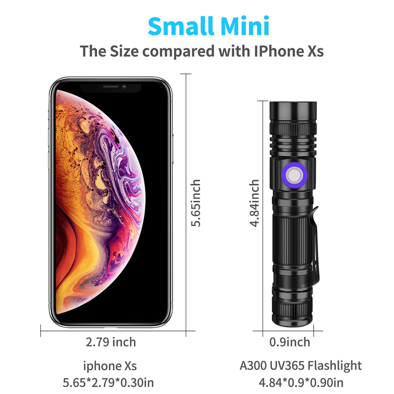 DARKBEAM UV 395nm Flashlight USB Rechargeable, Wood's lamp Black Light, Handheld Ultraviolet LED Portable with Clip, Resin Curing / Spot Scorpions / Fluorescer / Detector for Pet Dog Urine - BeesActive Australia