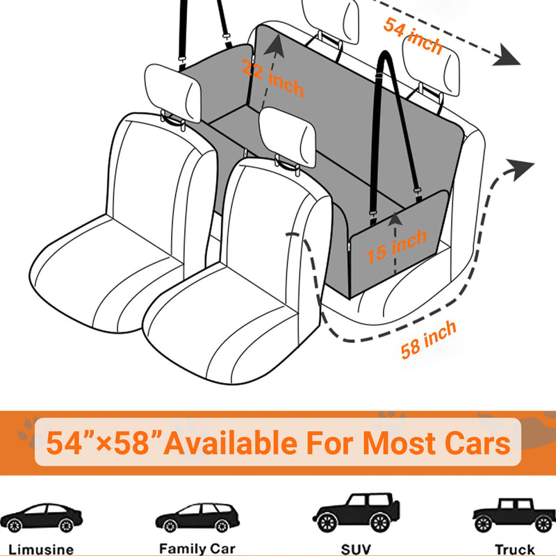 EasyHaWei Dog Car Seat Cover for Back Seat 600D Scratchproof Nonslip Durable Waterproof Cars Pet Backseat Covers with Mesh Window Dogs Hammock for Car，SUV, Truck (Black) - BeesActive Australia