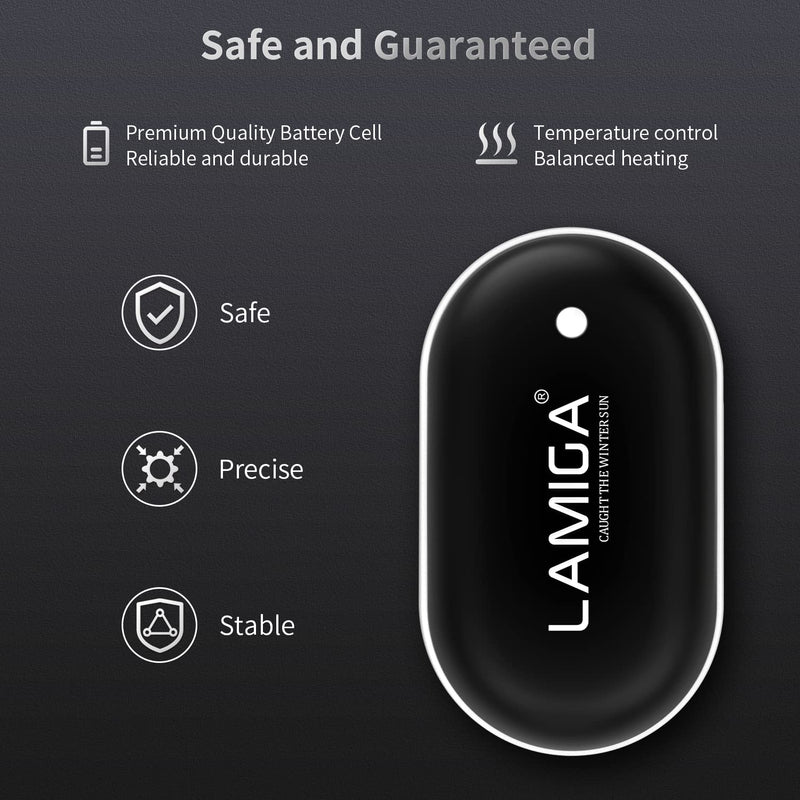 LAMIGA Hand Warmers Rechargeable,Electric Hand Warmer Reusable,5200mAh Portable Powerbank,Hot Hand Pocket Heater for Outdoor Camping and Hunting,The Best Gift for Winter. Black - BeesActive Australia
