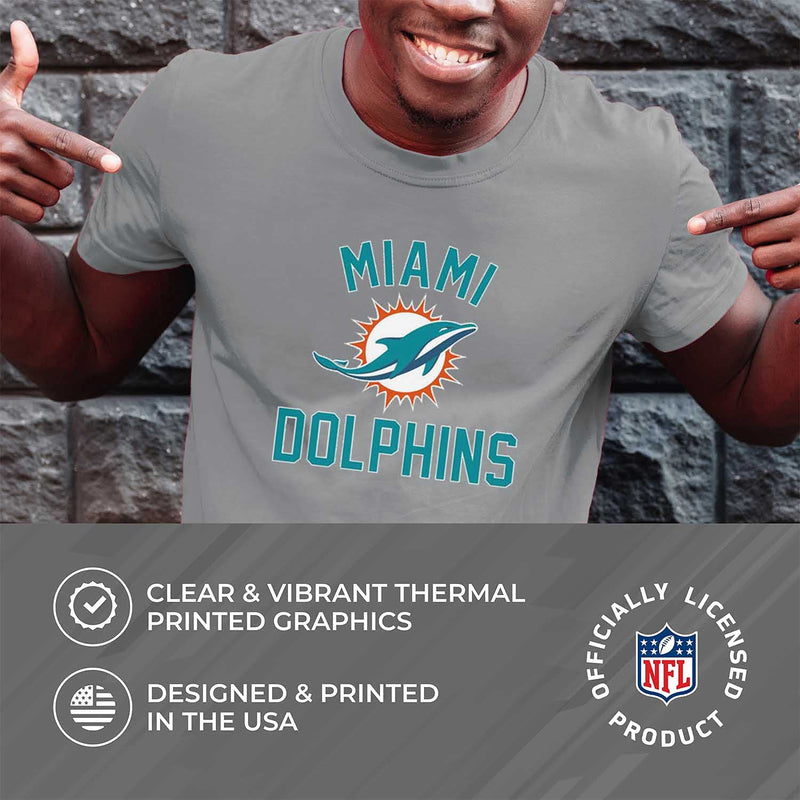 Team Fan Apparel NFL Adult Gameday T-Shirt - Cotton Blend - Tagless - Semi-Fitted - Unleash Your Team Spirit During Game Day Miami Dolphins - Gray Large - BeesActive Australia