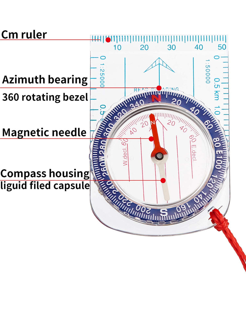 Gejoy Boy Scout Compass Orienteering Compass Map Compass for Hiking Fishing Camping Navigation 6 - BeesActive Australia