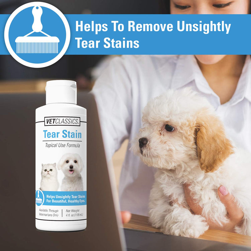 Vet Classics Tear Stain Liquid Dog Topical Use Formula, Cat Liquid Topical Use Formula – Helps Remove Tear Stains for Dog, Cat Breeds – Topical Solution With Cranberry, Lutein, Eyebright – Water-Based Formula – 4 Oz. - BeesActive Australia