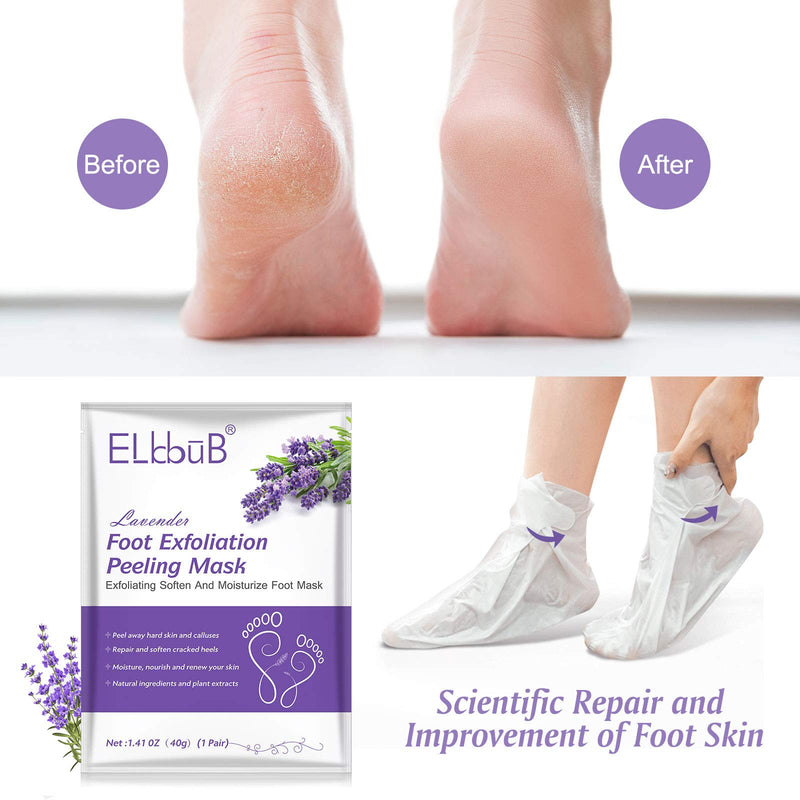 Foot Mask, Foot Peel Mask (3 Pack), Foot Treatment, Soft Baby Foot Removes Calluses and Dead Skin Cells, Repair Rough Heels (lavender) - BeesActive Australia