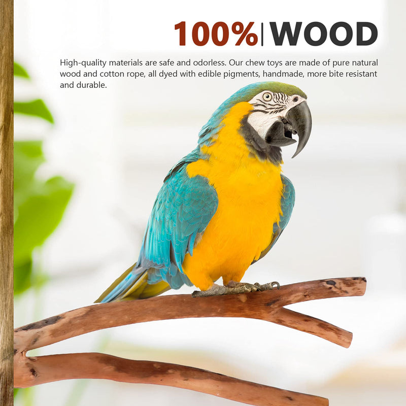 TEHAUX Parakeet Toys 2PCS Bird Parrot Perch Stand Set- Natural Wood Bird Parrot Stand Branches Fork Perch Rod Stand for Small Parakeets Budgies Cockatiels Conure Lovebirds Bird Cage Accessories - BeesActive Australia
