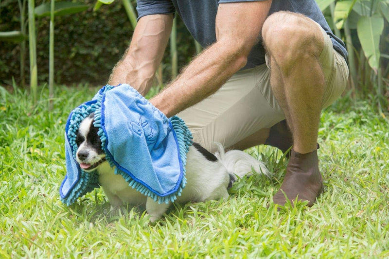 Tuff Pupper Large Dog Shammy Towel | Ultra Absorbent | Durable 35 x 15 Size for Dogs of All Breeds | Quick Drying Chenille Fabric | Designed for Indoor and Outdoor Use | Machine Washable X-Large (Pack of 1) Blue - BeesActive Australia