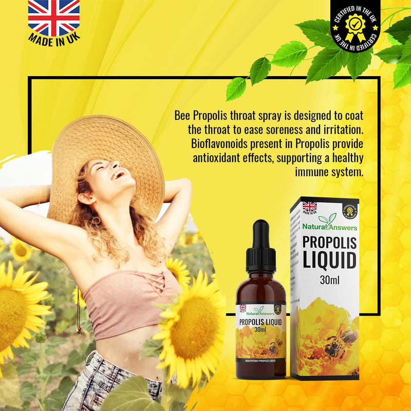 Bee Propolis Liquid 30ml (1 Bottle) Alcohol-Free Propolis Liquid Extract Tincture Skin Healing Throat and Mouth Health by Natural Answers. - 1 - BeesActive Australia