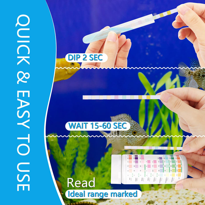 9 in 1 Aquarium Test Strips, 100 Strips Aquarium Test Kits for Freshwater Saltwater, Aquarium Water Test Kit, Pond Fish Tank Test Strips Testing Iron, Copper, Nitrite, Nitrate, pH, Carbonate and More - BeesActive Australia