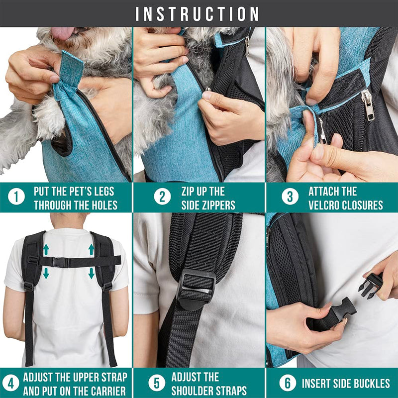 PetAmi Dog Carrier Backpack, Adjustable Dog Pet Cat Front Carrier Backpack | Ventilated Dog Chest Carrier for Hiking Camping Travel, Sling Bag for Small Medium Dog Cat and Puppies Large Heather Grey - BeesActive Australia