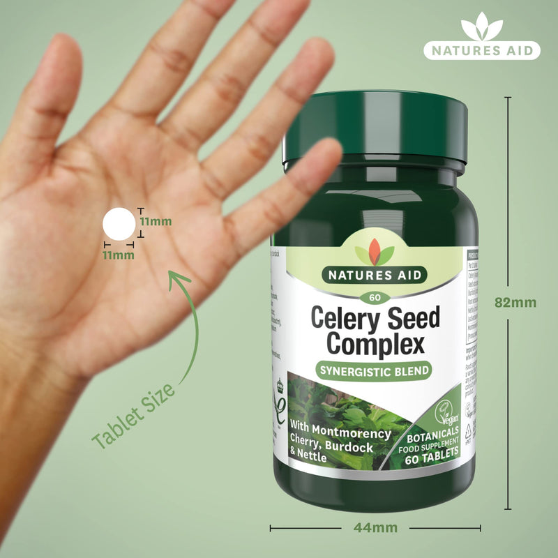 Natures Aid Celery Seed Complex, with Montmorency Cherry, Nettle & Burdock, Vegan Tablets, 60 Count (Pack of 2) 60 count (Pack of 2) - BeesActive Australia