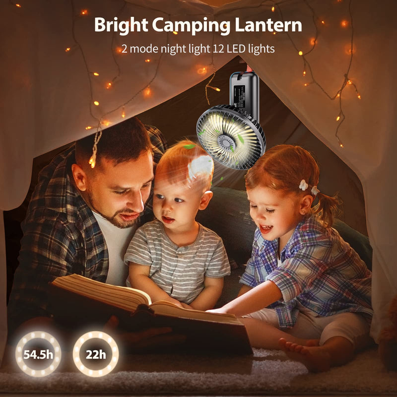 SmartDevil Camping Fan with LED Lights, 5000mAh Battery Operated Tent Fan with Hanging Hook and Aroma Diffuser, Power Bank, 180° Rotation, Portable Rechargeable Travel Fan for Camping, RV, Picnic - BeesActive Australia